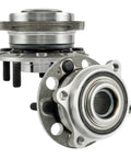 Front Wheel Bearing And Hub Assembly 513409 Fits 2016 2020 Kia Sorento FWD And AWD Front 2015 2018 Hyundai Santa Fe Sport Front 2015 2018 Hyundai Santa Fe Front 2019 Hyundai Santa Fe XL Front, two metal assemblies close-up view
