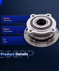 Beefed Up Front Wheel Hub Bearing Assembly 513305 For BMW X5 2007 Through 2018 And X6 2008 Through 2018 shown with dimensions