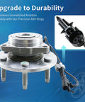 Beefy Front Wheel Bearing And Hub Assembly For 2007 To 2014 Chevy GMC Silverado Suburban Tahoe Yukon XL 1500 Avalanche Escalade ESV EXT 4X4 515096 2 Pack, featuring ABS sensor wire and 3-bolt flange