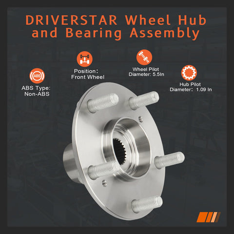 Front Wheel Hub Assembly Pair For Honda Civic 2006 Through 2011 1.3L Or 1.8L L4 Engines Driver Or Passenger Side Hubs Easy Install