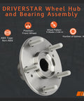 Driverstar wheel hub and bearing assembly for Honda vehicles, 5 stud pattern, non-ABS, front wheel, durable design.