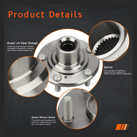 Pair Beefed-Up Front Wheel Hub Assembly For Honda Crosstour 2012-2015, Honda Accord 2008-2012, detailed view on design features