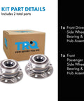 Front Wheel Bearing and Hub Assembly Set 2 Piece Compatible with Mercedes Benz C300 4Matic GLC300 4Matic E300 4Matic E450 4Matic 2015 To 2021 Includes Left And Right Hubs OE Grade Bearing for Quiet Smooth Ride Easy Install with packaging.