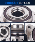 Front Wheel Hub And Bearing Assembly With ABS Encoder For Chrysler 200 2011 2014 Sebring Cirrus 2007 2010 Dodge Avenger 2008 2014 5 Lug Front Axle Replacement Part showing detailed close-up views of the component.