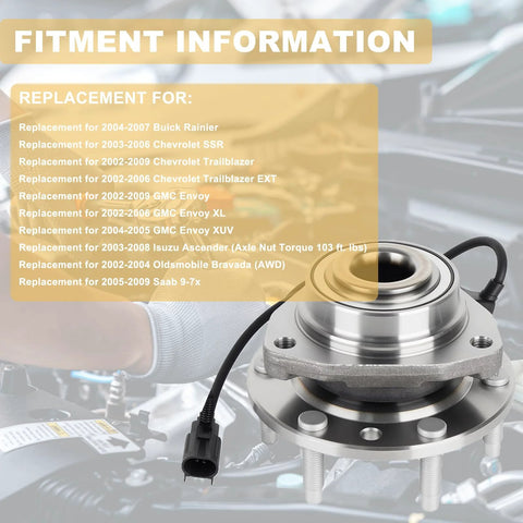 Pair Of Front Wheel Hub And Bearing Assemblies 513188 For 2002-2009 Chevrolet Trailblazer EXT SSR GMC Envoy XL XUV