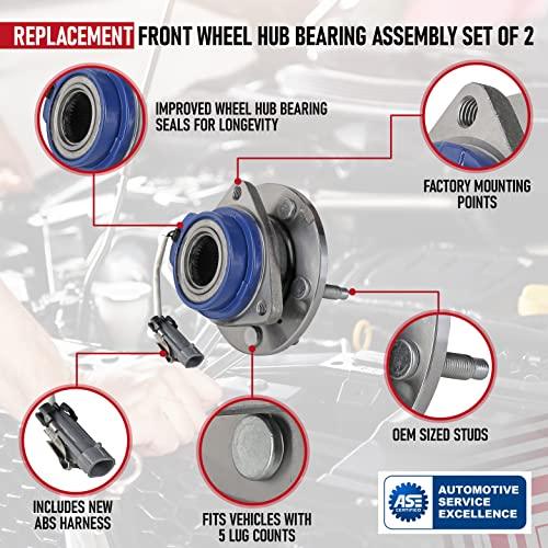 Front Wheel Hub Bearing Assembly - Set of 2 - Compatible with