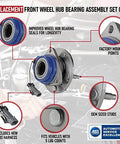 Front Wheel Hub Bearing Assembly - Set of 2 - Compatible - Chevy, Buick, Cadillac, Oldsmobile, Pontiac - Impala, Monte Carlo, Century, Grand Prix, Replaces 513121, 12429203, 88964168 - ABS - Buy Bearings online - Fast US Shipping