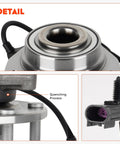 Close-up of Front Wheel Hub Bearing Assembly For Chevy Trailblazer SSR Trailblazer EXT GMC Envoy Envoy Xl Envoy Xuv Buick Rainier Isuzu Ascender Saab Nine Seven X Oldsmobile Bravada Six Lug With ABS Replaces 513188 Two Pieces