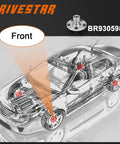 Diagram showing installation of Pair Front Wheel Hub And Bearing Assembly For Pontiac Vibe, Toyota Celica, Matrix, And Corolla