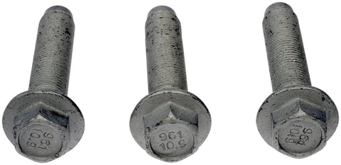 Front Wheel Hub Bolt 3-Pack provides direct replacement fasteners to securely mount the hub to the knuckle on select Chrysler and Dodge models, delivering quick installation, improved stability, and lasting hub integrity, shown in durable steel construction.