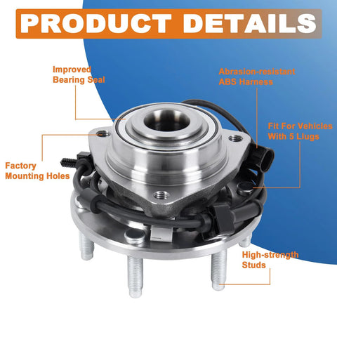 Front Wheel Hub Bearing Assembly With ABS Sensor For 2002 2009 Chevy Trailblazer 2003 2006 SSR 2002 2009 GMC Envoy 2003 2008 Isuzu Ascender 6 Lug Front Hub Replacement Built With Bearing Steel And ABS Sensor