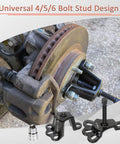 Front Wheel Hub Puller Bearing Removal Tool for 3-3/4 to 4-1/2 Inch IDs in use on vehicle axle