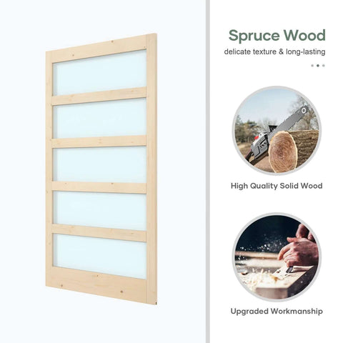 Glass Sliding Barn Door Slab 48 By 84 Inches With Eight Foot Hardware Kit Included Five Panel Frosted Glass Spruce Wood Support