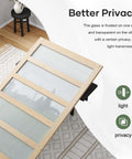 Top view of a five-panel frosted glass sliding door with spruce wood frame, showcasing privacy features and durable design.