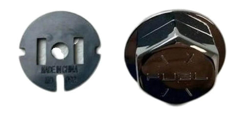 Close-up of Fuel Off-Road 5150-16R Chrome Spoke Bolt 20 & 22 D531 Hostage Wheel Set of 4 components showing bolt details.
