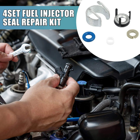 4 Piece Fuel Injector Seal Repair O Ring Kit With 06H998907A 06J998907 06G998907 being installed in car engine