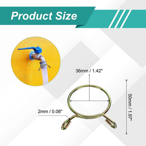 Heavy Duty Fuel Line Hose Clip Set, 20 Pieces, 32mm ID, 36mm OD, 2mm Wire, 65Mn Spring Steel Clamps For Air Hoses