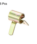 Front view of pack of 5 5mm ID 3/16 inch fuel line hose clips and spring clamps for low pressure air water vacuum tubing pipe fasteners durable 65Mn spring steel great for garage boats motorcycles and cars.