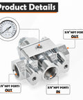 Adjustable Fuel Pressure Regulator With Gauge For Holley And Edelbrock Carburetors, 3/8 NPT, 1 In 2 Out, Model 12-804
