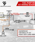 12V Electric Fuel Pump Relay Kit 40 Amp Waterproof Heavy Duty With Long Wires installation diagram for cars and trucks.