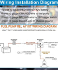 Electric Fuel Pump Relay Kit For 12V Systems With 40 Amp Waterproof Relay, Bypass Harness installation diagram.