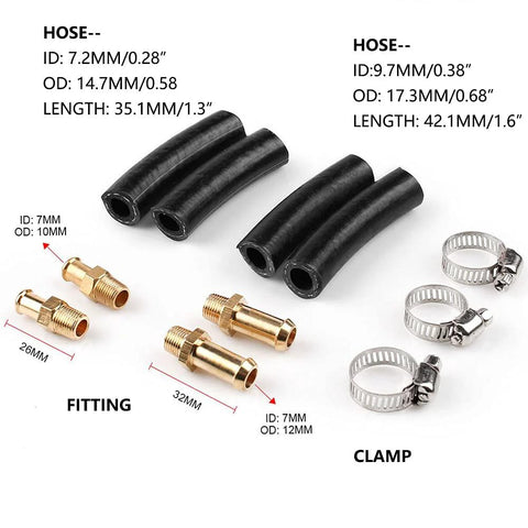 Adjustable 1 to 5 PSI Fuel Pressure Regulator fittings, hoses, clamps, brass adapters, 8mm and 10mm size for carburetors, HTRACING