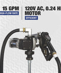 Roughneck Heavy-Duty Fuel Transfer Pump - 15 GPM, 120 Volt AC, Auto Nozzle, Gasoline Compatible, side view image