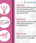 Full Arch Pink Disposable Dental Bite Registration Trays for Teeth Impressions, 30 Count Box, Rigid Frame, Product Features