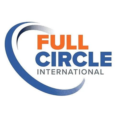 Full Circle International logo with blue and orange text and swoosh design.