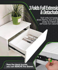White dresser with open drawer showing 1 Pair Full Extension Ball Bearing Drawer Slides 8 10 12 14 16 18 20 22 24 Inch 100 LB Load Capacity Side Mount File Cabinet Rails Dresser Metal Runner Trash Can Kitchen (10 inch, Black) installed on the side, detachable design