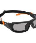 Full Frame Gasket Safety Glasses with Foam Seal Anti Fog UV Scratch Resistant, side view with adjustable strap and foam gasket
