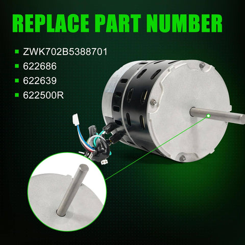 Furnace Blower Motor Half Horsepower 208 To 230 Volt 1050 RPM Intertherm E7 Furnaces and Compatible Brands Replacement Part