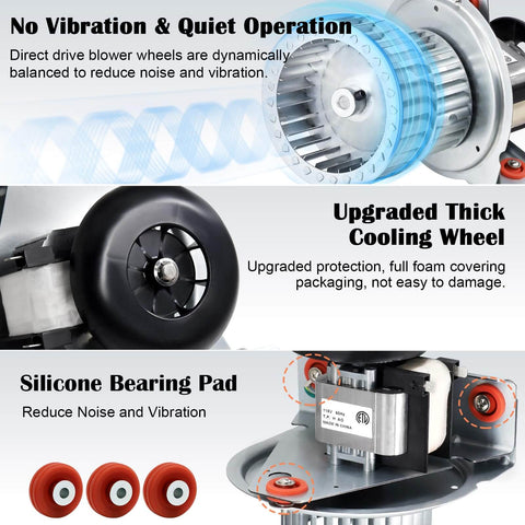 Furnace Draft Inducer Blower Motor Assembly Replacement HC21ZE117B for Carrier Bryant Payne Jakel Units with cooling wheel.