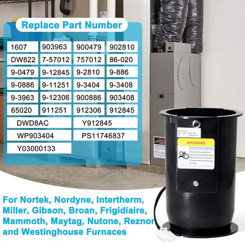 Draft Inducer Furnace Blower Motor Replacement for Nordyne Nortek Intertherm Miller Gibson Packard and More Easy Install Direct Fit Replacement Parts 903404 65404 SM3404 903404 1 621787 Hipoilk with part numbers and furnace in background