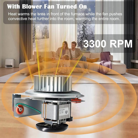 Furnace Draft Inducer Blower Motor Assembly Replacement HC21ZE117B in use, showing 3300 RPM performance in a home setting.