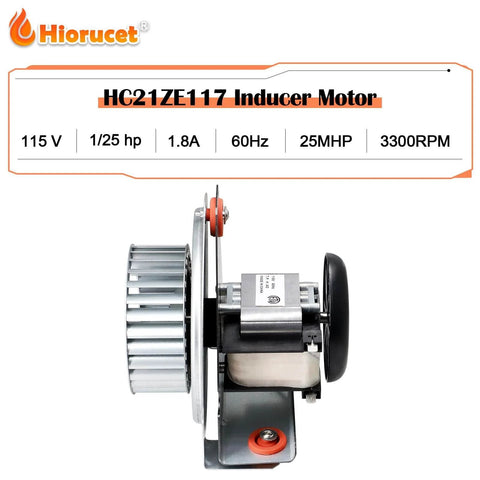Side view of Furnace Draft Inducer Blower Motor Assembly Replacement HC21ZE117B For Carrier Bryant Payne Jakel Units.