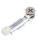 3 in 1 furniture connecting fittings kit with 30 cam fittings, dowels, pre-inserted nuts, shown with measurement details