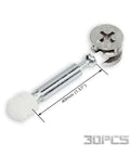 3 in 1 furniture connecting fittings kit with 30 cam fittings, dowels, and pre-inserted nuts shown with measurement details