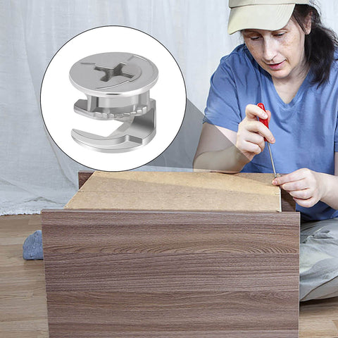 20 Pieces Furniture Cam Lock Fasteners 15mm x 12mm Furniture Cam Lock Nut Connectors Fittings For Cabinet Drawer Wardrobe Panel Connecting Durable Zinc Alloy