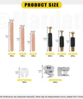 Product size dimensions of Three In One Furniture Connecting Kit With 270 Pieces Including Nickel Plated Cam Lock Nuts Dowel Pins