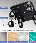 1500LBS Furniture Movers with Wheels, heavy duty dolly showing dual ball bearings, casters, suitable for various floor types.