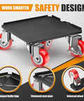 Heavy Duty 1500LBS Furniture Dolly & Movers with 5X 360° Wheels - Carbon Steel Panel & Non-Slip Casters, red wheels, safety design