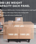 Heavy Duty Furniture Dolly 2000lbs Capacity with 4 Wheel Furniture Movers featuring brakes, splicing size 16" x 25" shown with boxes.