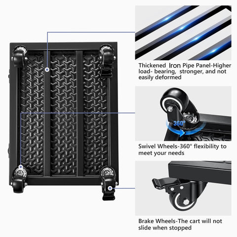 Heavy Duty Furniture Dolly 2000lbs Capacity，4 Wheel Furniture Movers with Brakes，Splicing Size 16" x 25" Strong Steel Platform design