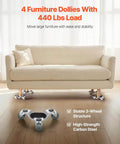 ✝️ Furniture Dolly, 4 Pack 6-Inch Steel Tri-Dolly with 360° PP Swivel Wheels and Non-Slip Cap, moving sofa in living room