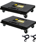 Furniture Dolly 2 Pack, Heavy Duty 4 Wheel Moving Dolly, 16 x 11 in Flat Cart, 500 LBS Capacity, Interlocking Movers, Black