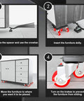 Instructions for using ✝️ Furniture Dolly Set 5 Wheels Heavy Duty, Furniture Movers with Silent Rubber Wheels, 360° Rotation with Brake, 1400Lbs Load Capacity