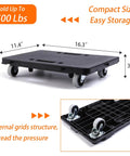 Furniture Dolly,Furniture Movers Dollys with Wheels,16in-11in 500lbs Capacity,Moving Dolly 4 Wheels Heavy Duty,black dolly with wheels