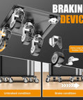 Braking feature of ✝️ Heavy Duty 1500LBS Furniture Dolly & Movers with 5X 360° Wheels, highlighting carbon steel panel and casters.