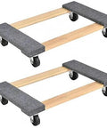 Furniture Dolly Cart with 4 Wheels Pack of 2, 30” x 18” Moving Dolly Heavy Duty Mover, wooden frame with carpet ends and wheels